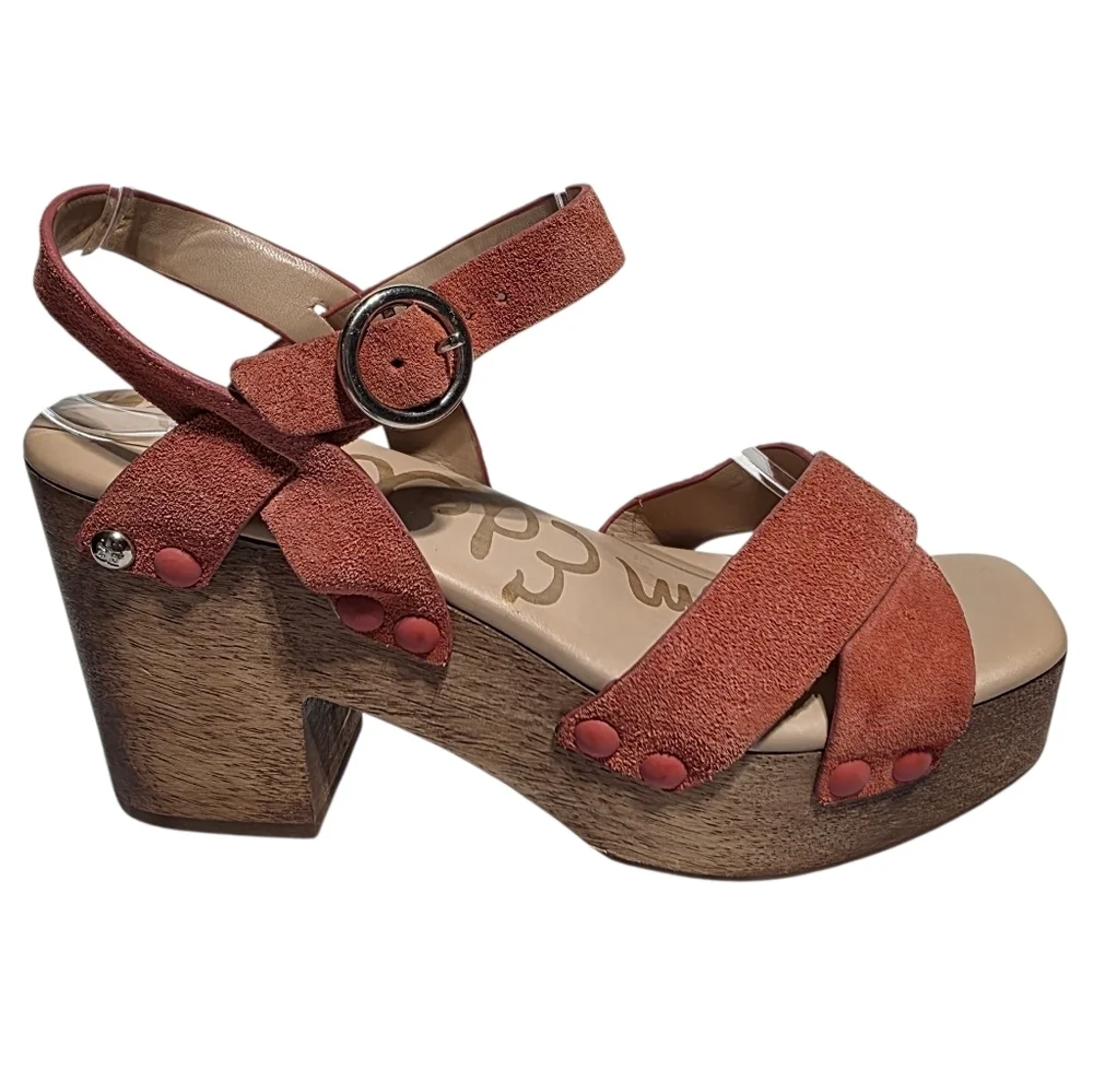 SAM EDELMAN JOSEFINE ORANGE CORAL SANDALS SZ 6